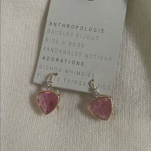 Anthropologie Gold and Pink Geometric Earrings